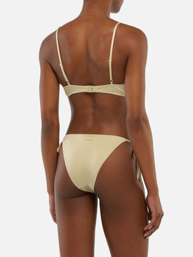Klassische goldene Badehose „Virgo“ – Bügel-Bralette „Bea“ in schimmerndem Gold