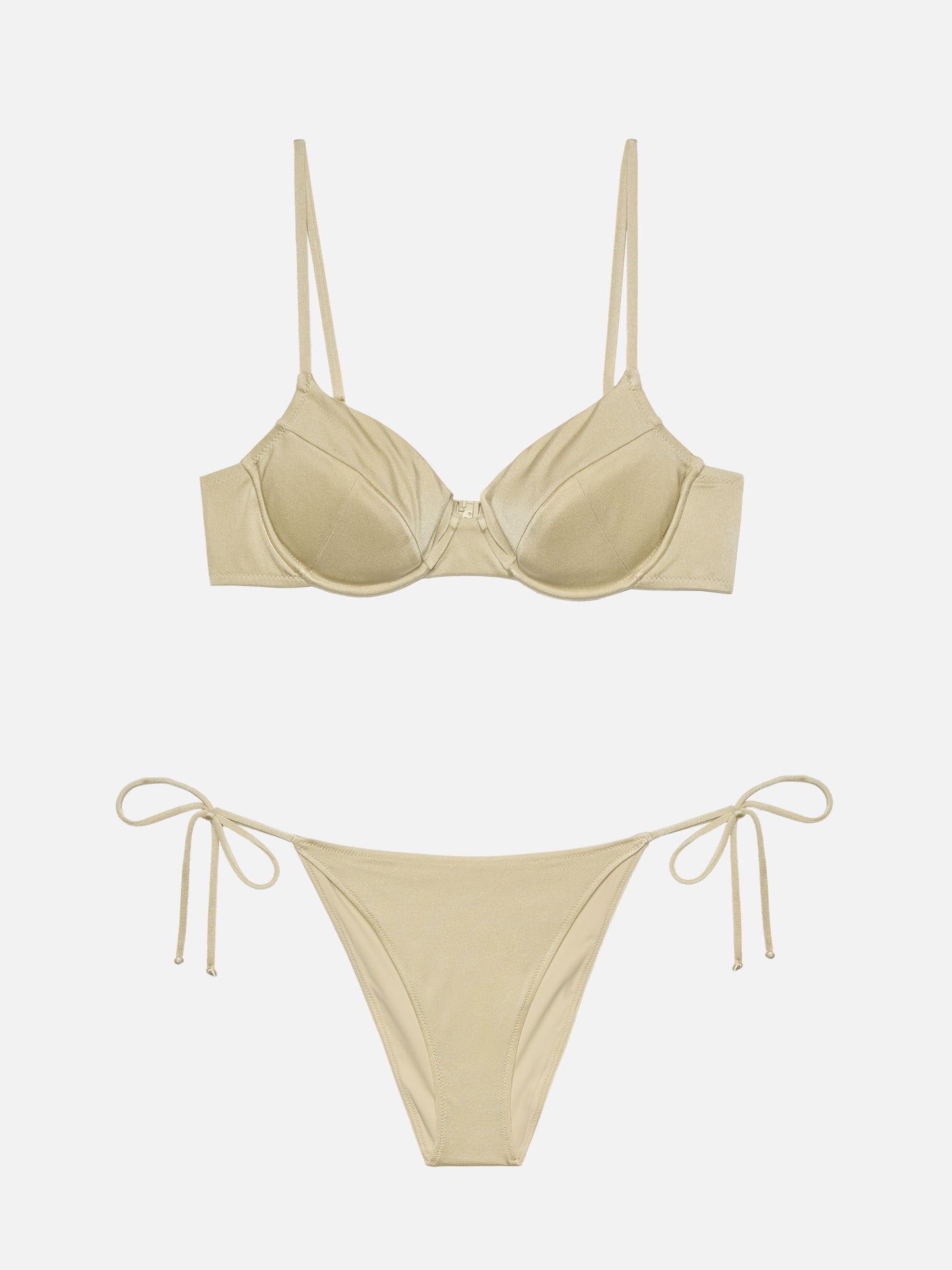 Klassische goldene Badehose „Virgo“ – Bügel-Bralette „Bea“ in schimmerndem Gold