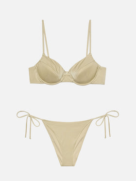 Klassische goldene Badehose „Virgo“ – Bügel-Bralette „Bea“ in schimmerndem Gold