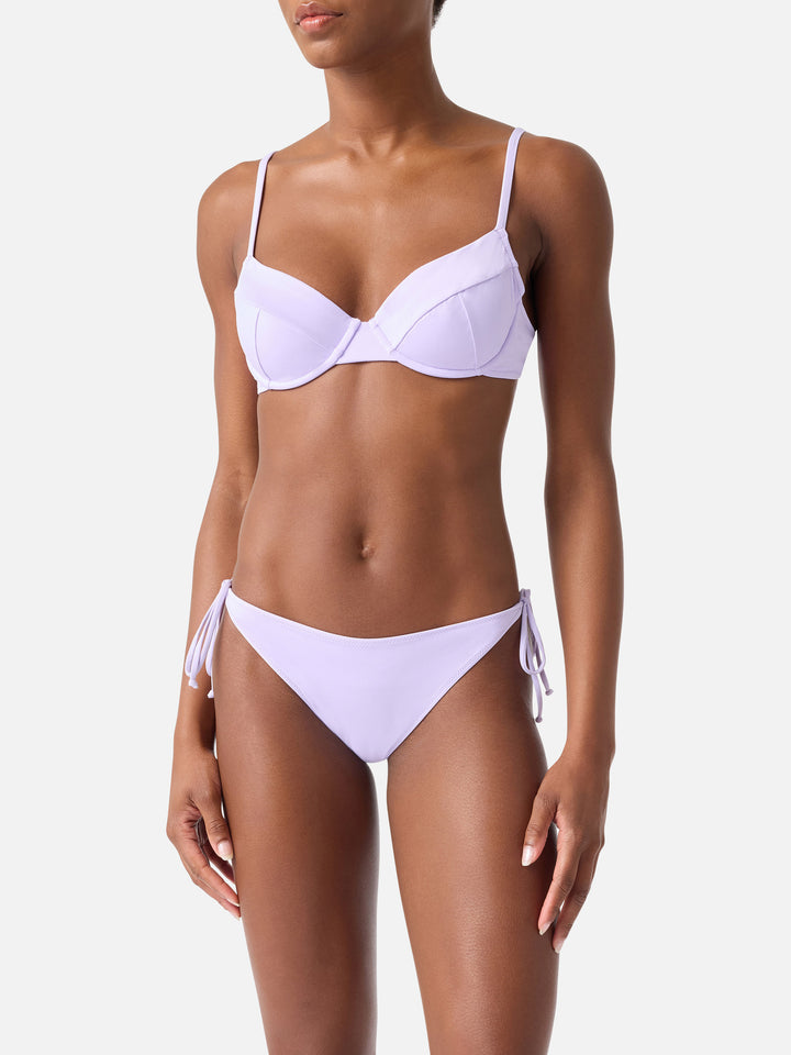 Bikini Bea Virgo bralette con ferretto lilla tinta unita
