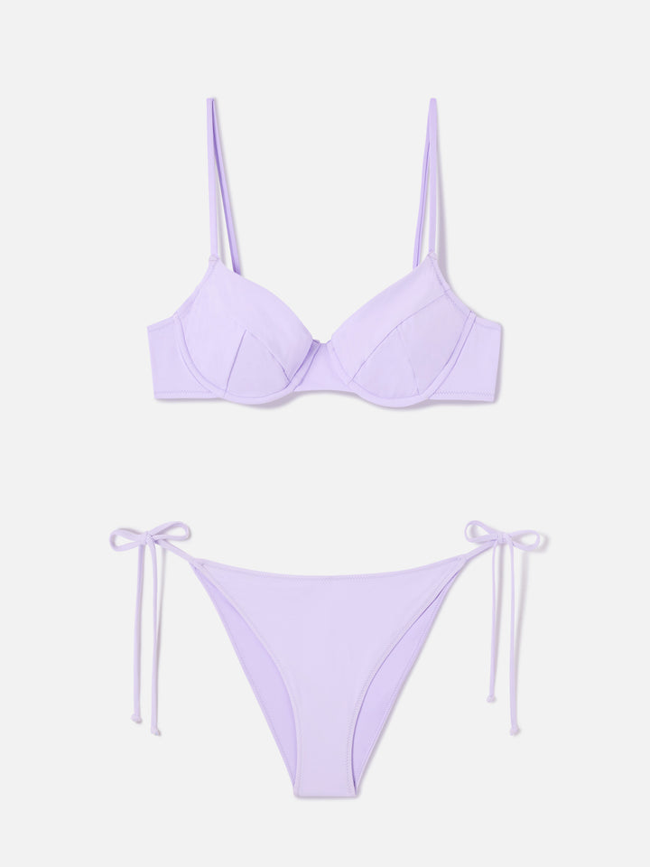 Bikini Bea Virgo bralette con ferretto lilla tinta unita