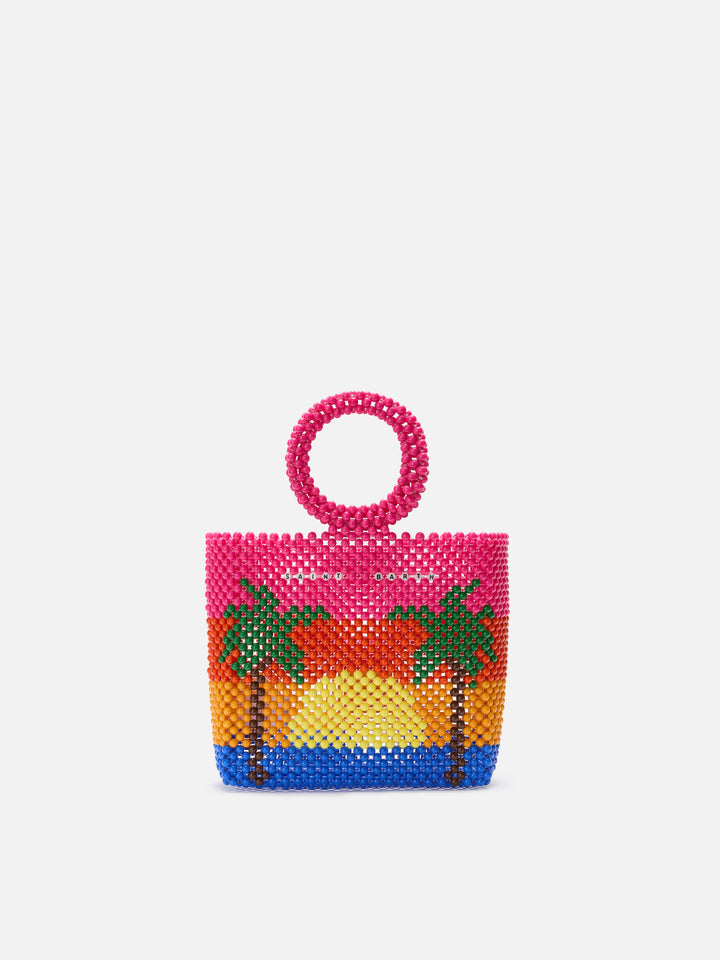 Perlenbesetzte Handtasche mit Streifen