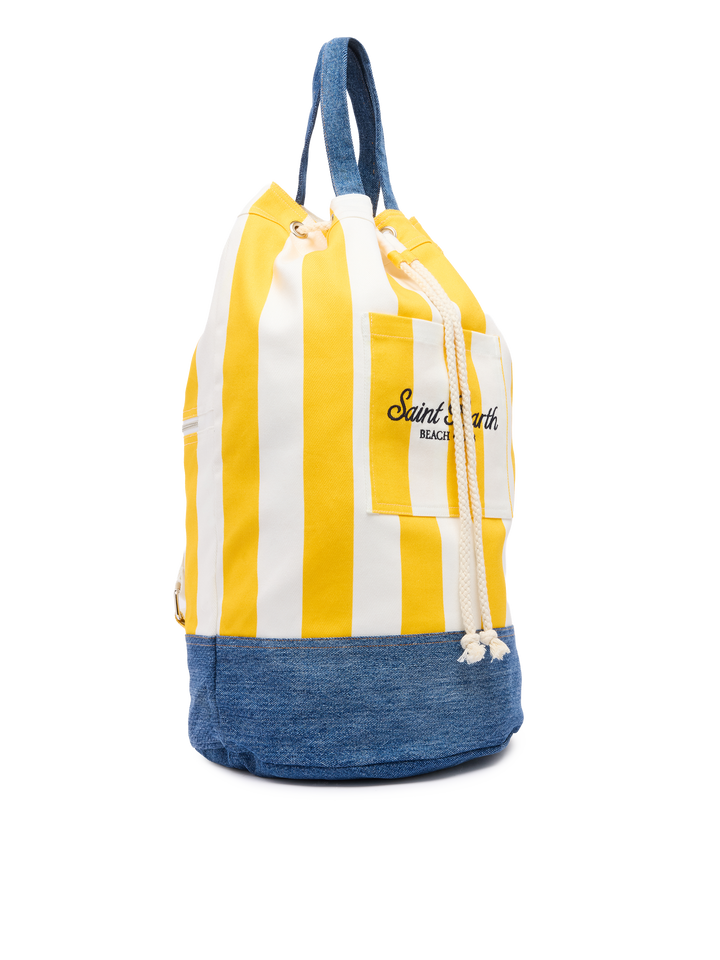 Strandrucksack mit weiß-gelbem Streifenprint