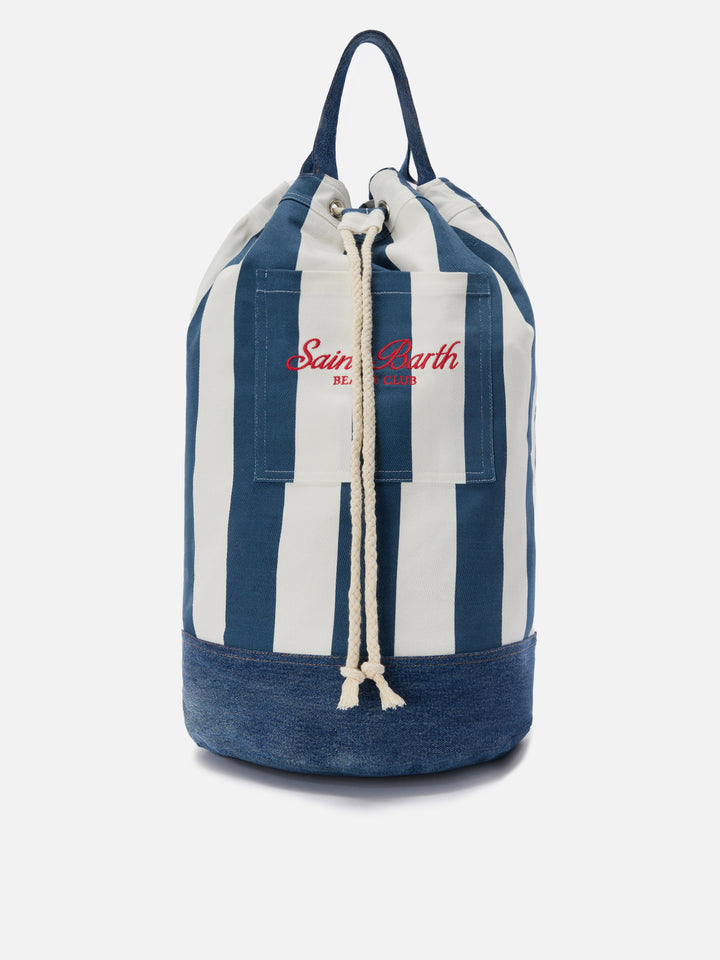 Zaino Beach Backpack in tessuto a righe con logo ricamato