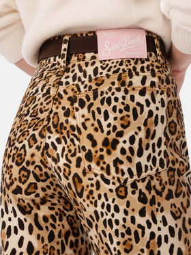 Belleville animal print denim pants