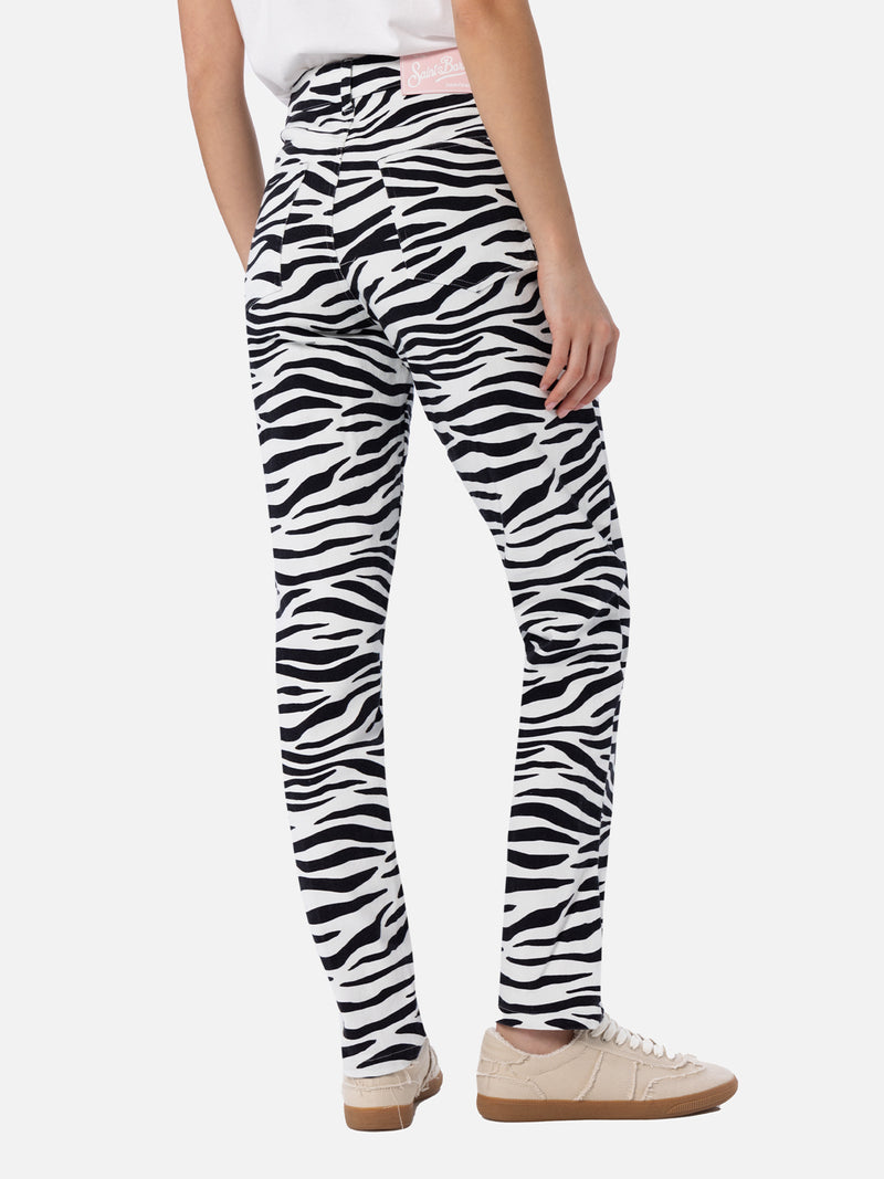 Woman zebra print denim Belleville