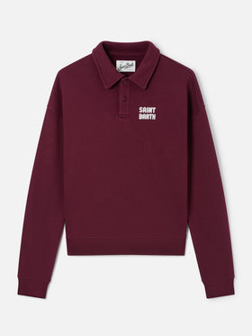Polo en coton Bordeaux Berenice avec imprimé flock Saint Barth 
