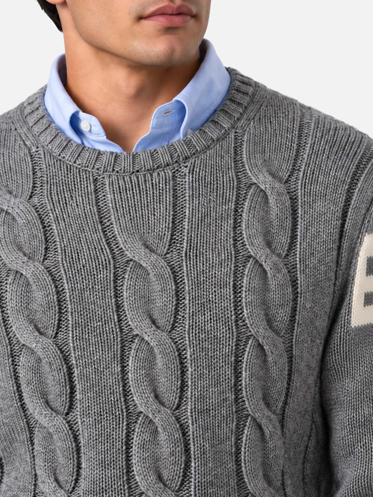 Pull en maille torsadée épaisse Bergen grey melange 