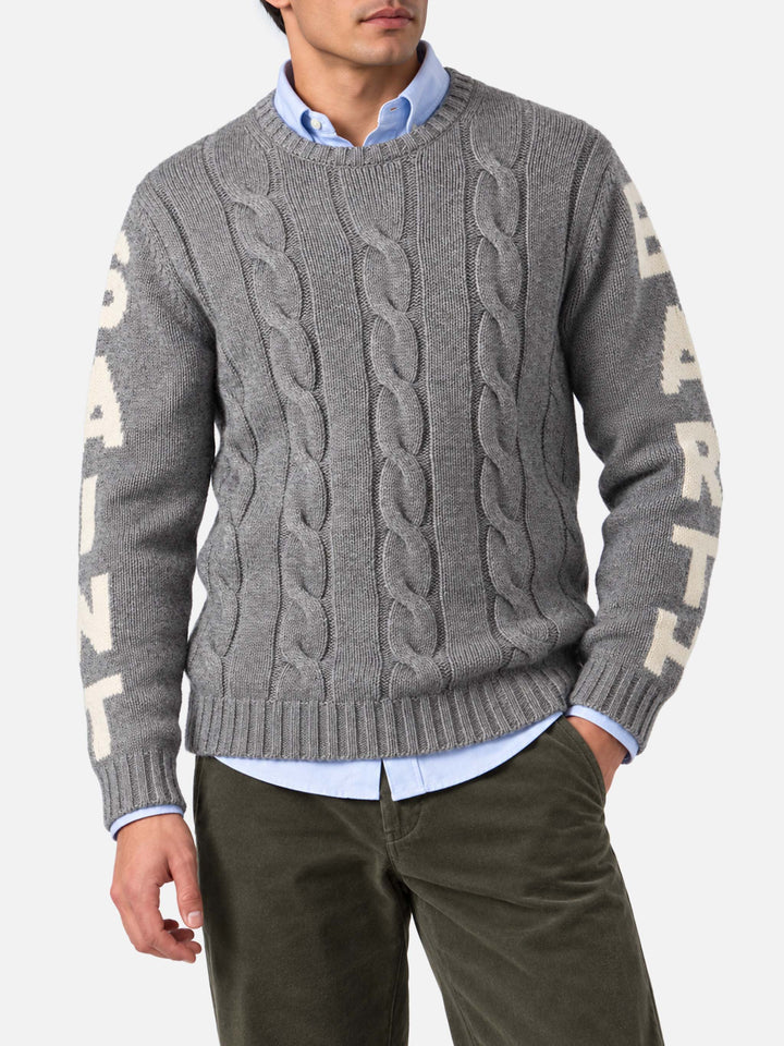 Pull en maille torsadée épaisse Bergen grey melange 