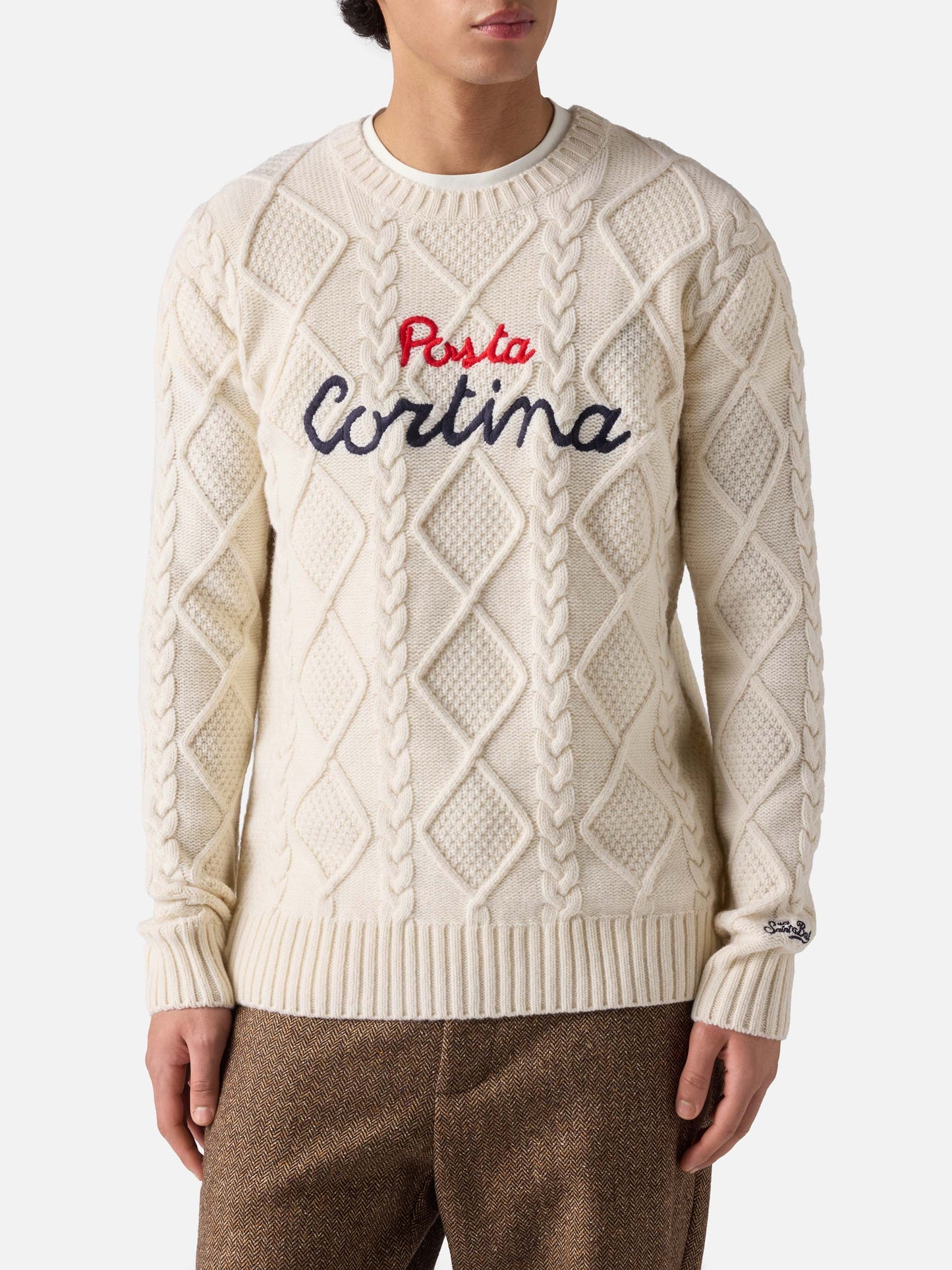 White crewneck sweater Bergen Tricot