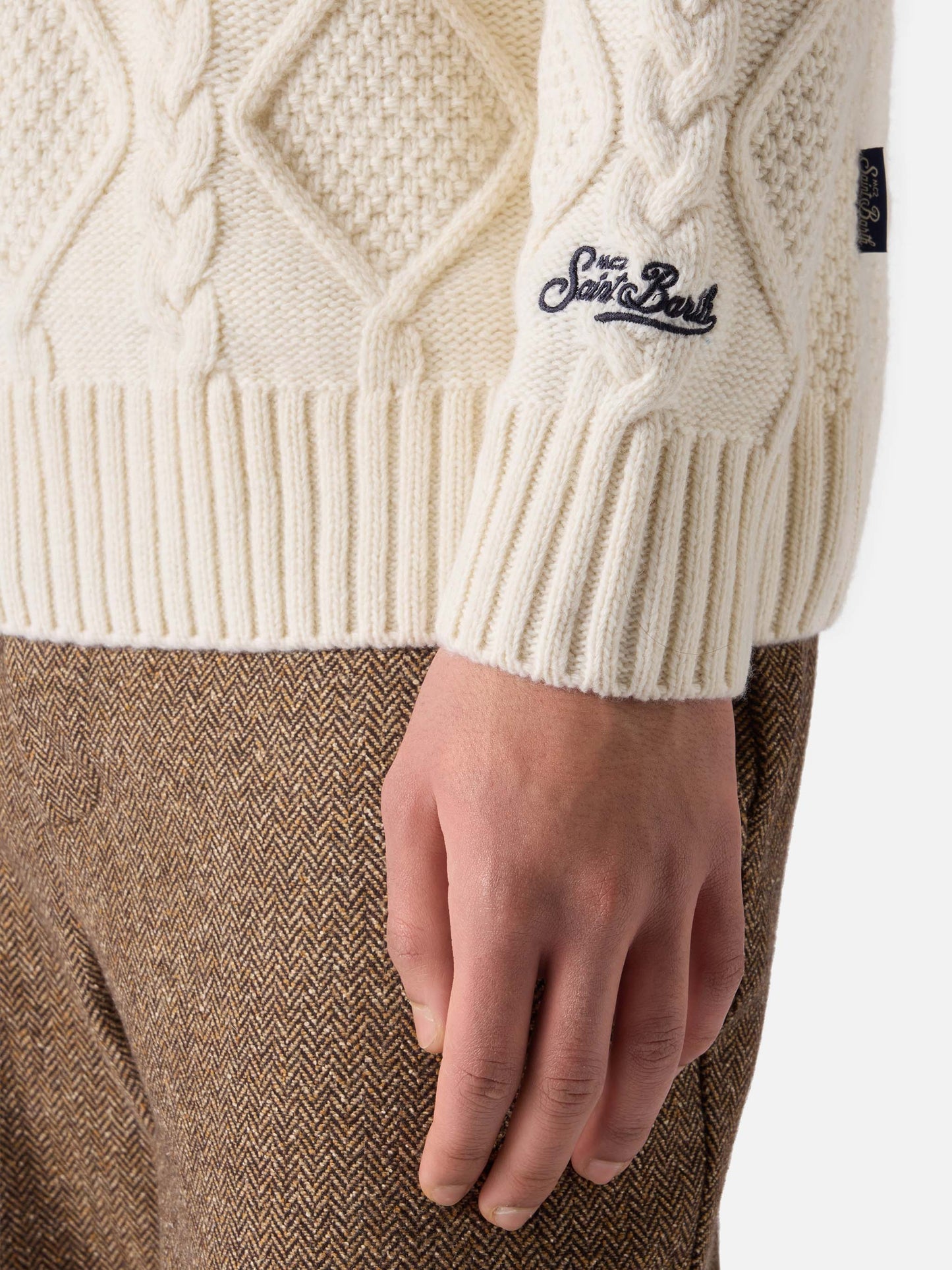 White crewneck sweater Bergen Tricot