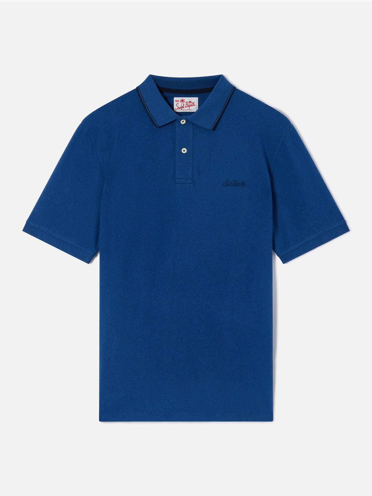 Polo Beverly Hills in cotone piquet blu denim