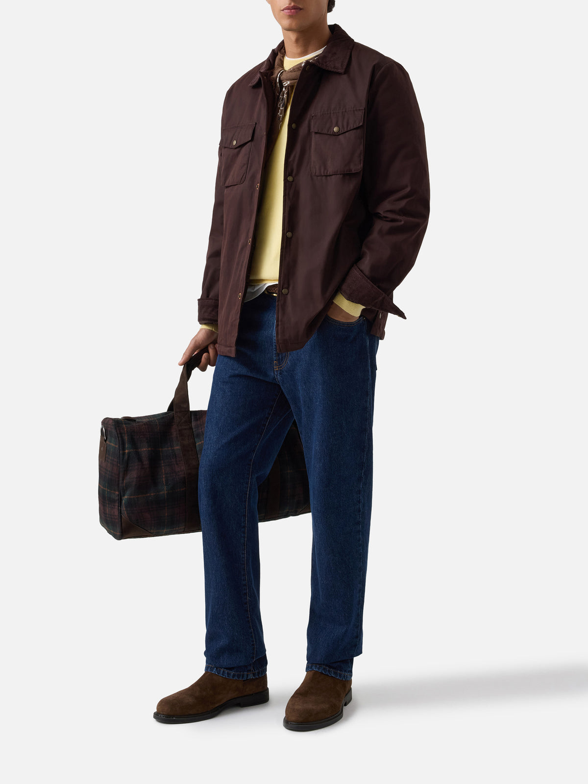 Sobrecamisa encerada Bexley marrón con cuello de pana 
