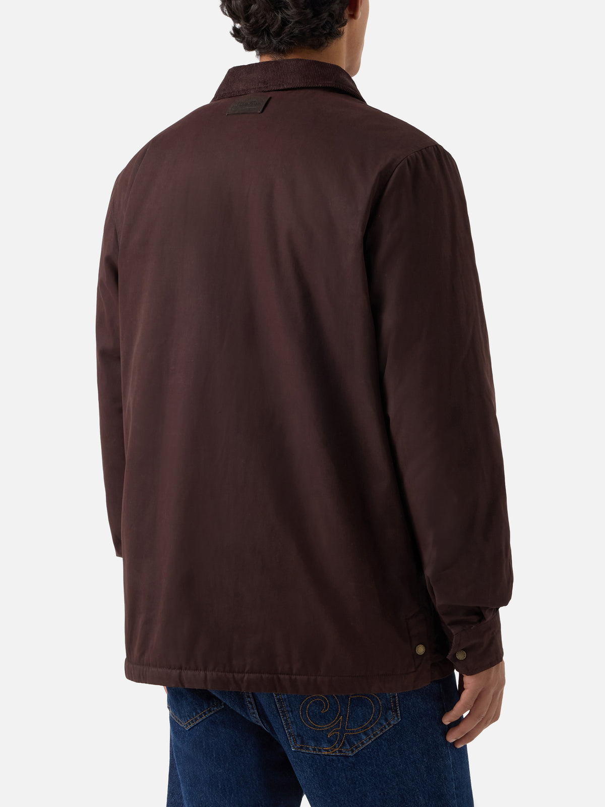 Sobrecamisa encerada Bexley marrón con cuello de pana 
