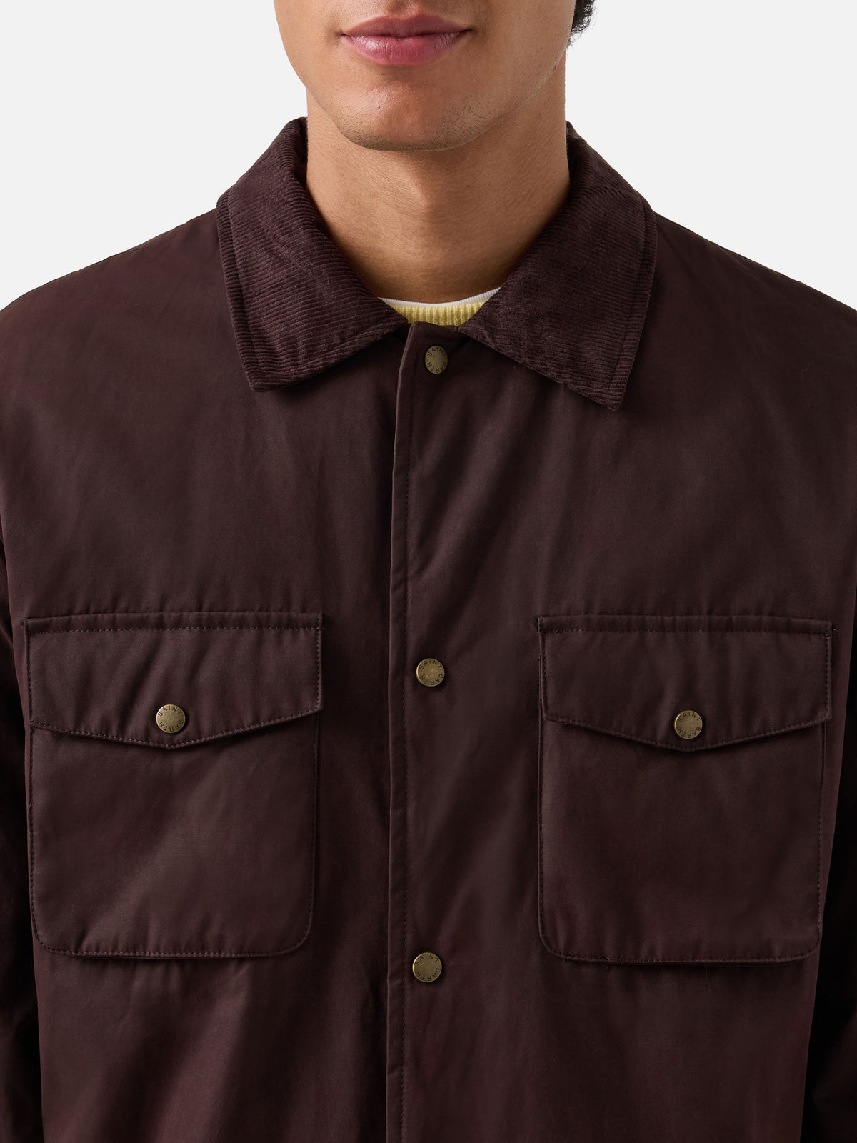 Sobrecamisa encerada Bexley marrón con cuello de pana 