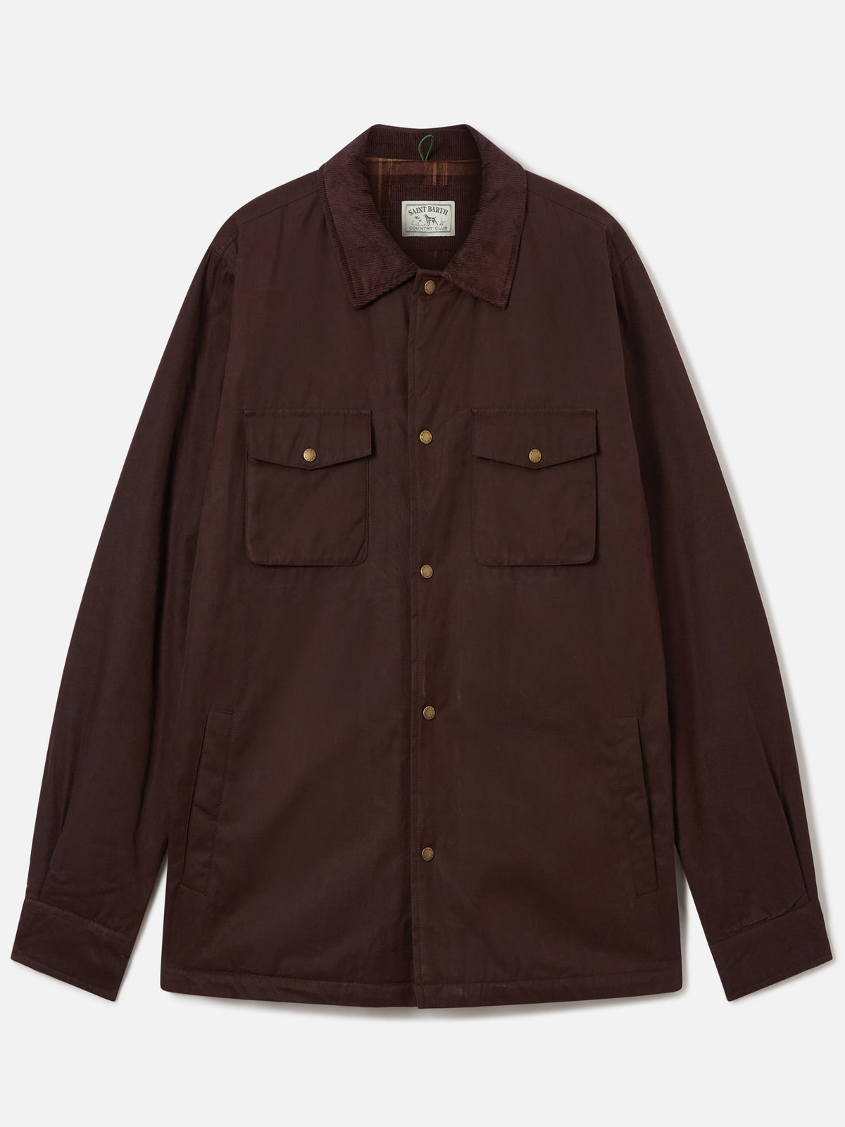 Sobrecamisa encerada Bexley marrón con cuello de pana 