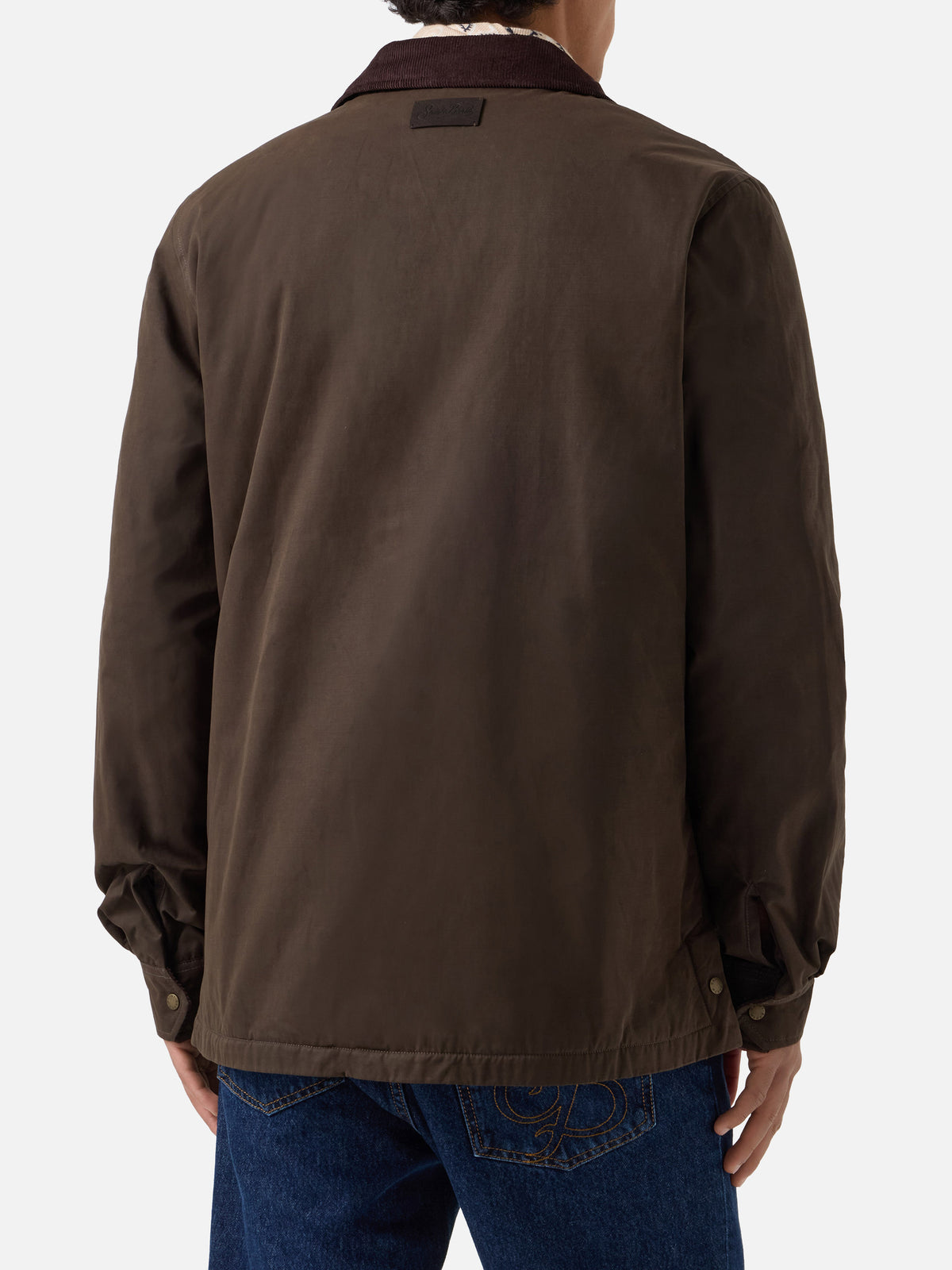 Military-green Bexley Overshirt aus gewachstem Stoff mit Cordkragen 