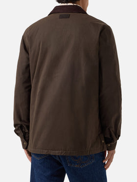 Military-green Bexley Overshirt aus gewachstem Stoff mit Cordkragen 
