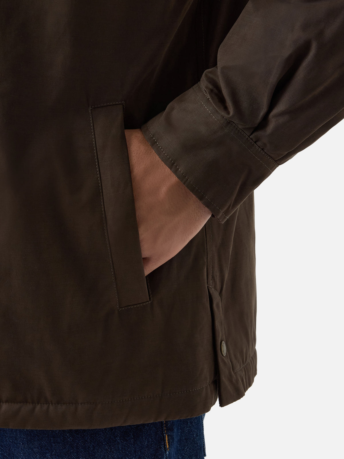 Military-green Bexley Overshirt aus gewachstem Stoff mit Cordkragen 