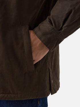 Military-green Bexley Overshirt aus gewachstem Stoff mit Cordkragen 
