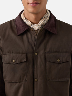Military-green Bexley Overshirt aus gewachstem Stoff mit Cordkragen 