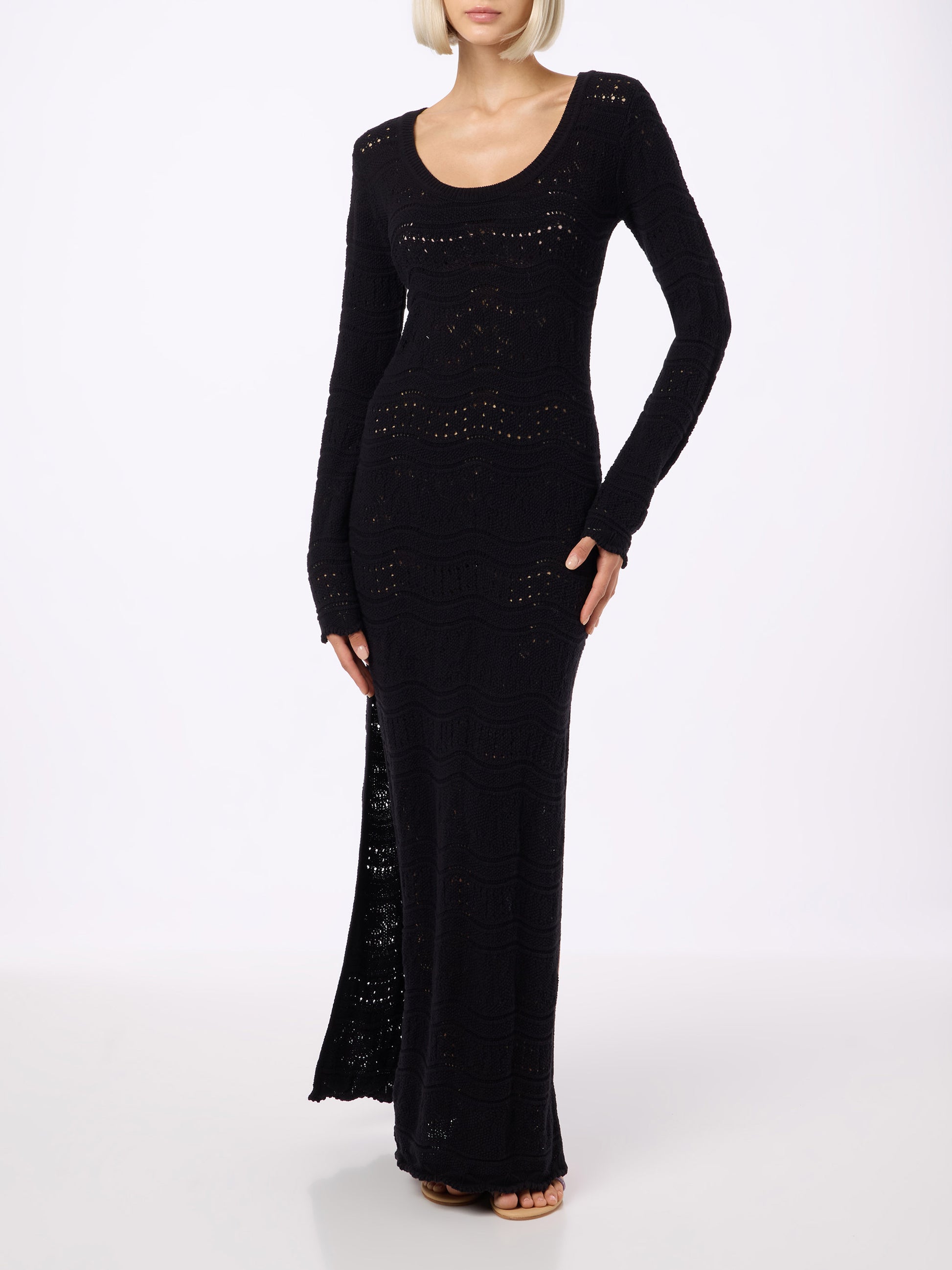 Belly black textured cotton midi dress MC2 Saint Barth Belly black textured cotton midi dress MC2 Saint Barth