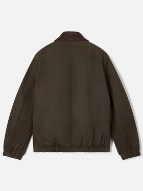 Veste cirée Birdie vert militaire avec col en velours côtelé 