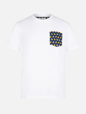 Herren-T-Shirt aus Baumwolle mit bedruckter Tasche