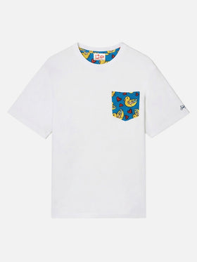 Blanche cotton t-shirt with Britto printed pocket | ©BRITTO SPECIAL EDITION