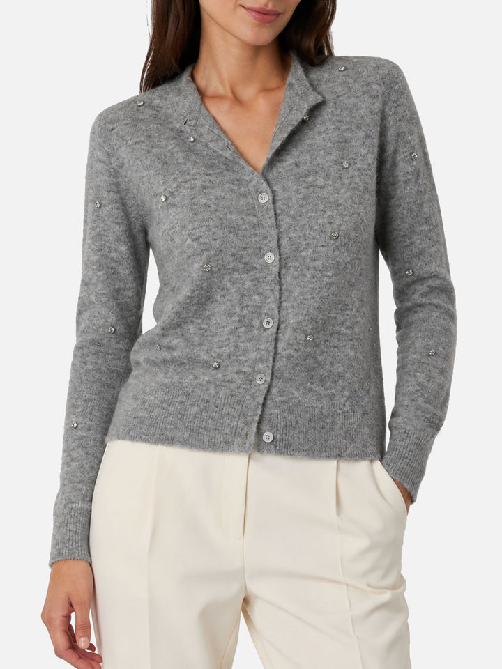 Bellamy graue Strickjacke mit Strasssteinen 