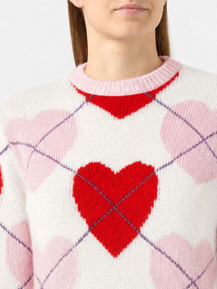 Bloom Soft argyle heart pattern knit sweater