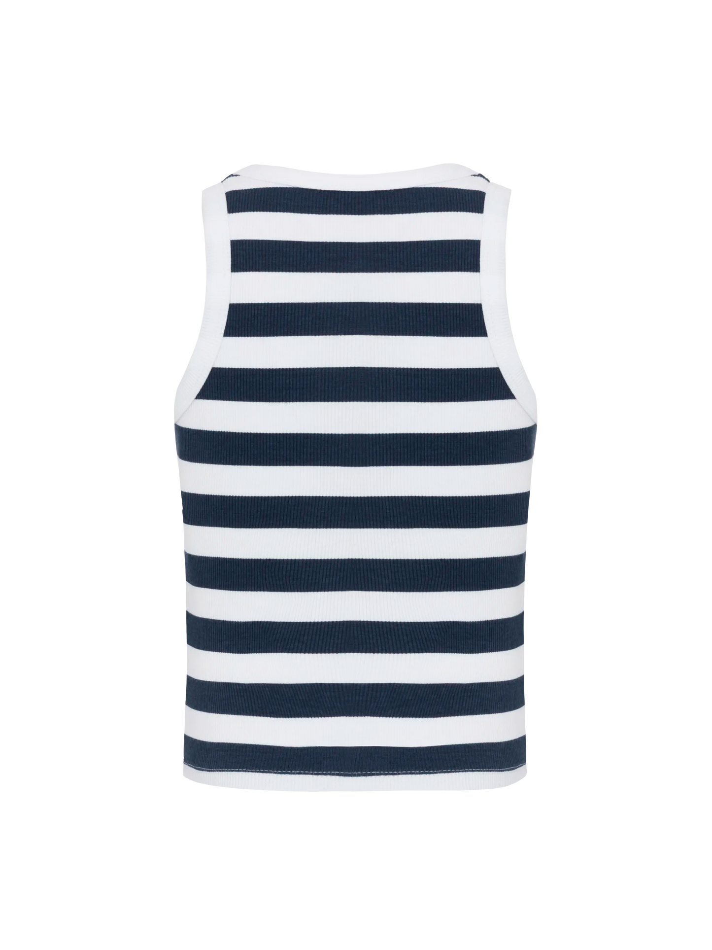 Blue Jr marineblau gestreiftes Rippenstrick-Top aus Baumwolle mit Stickerei