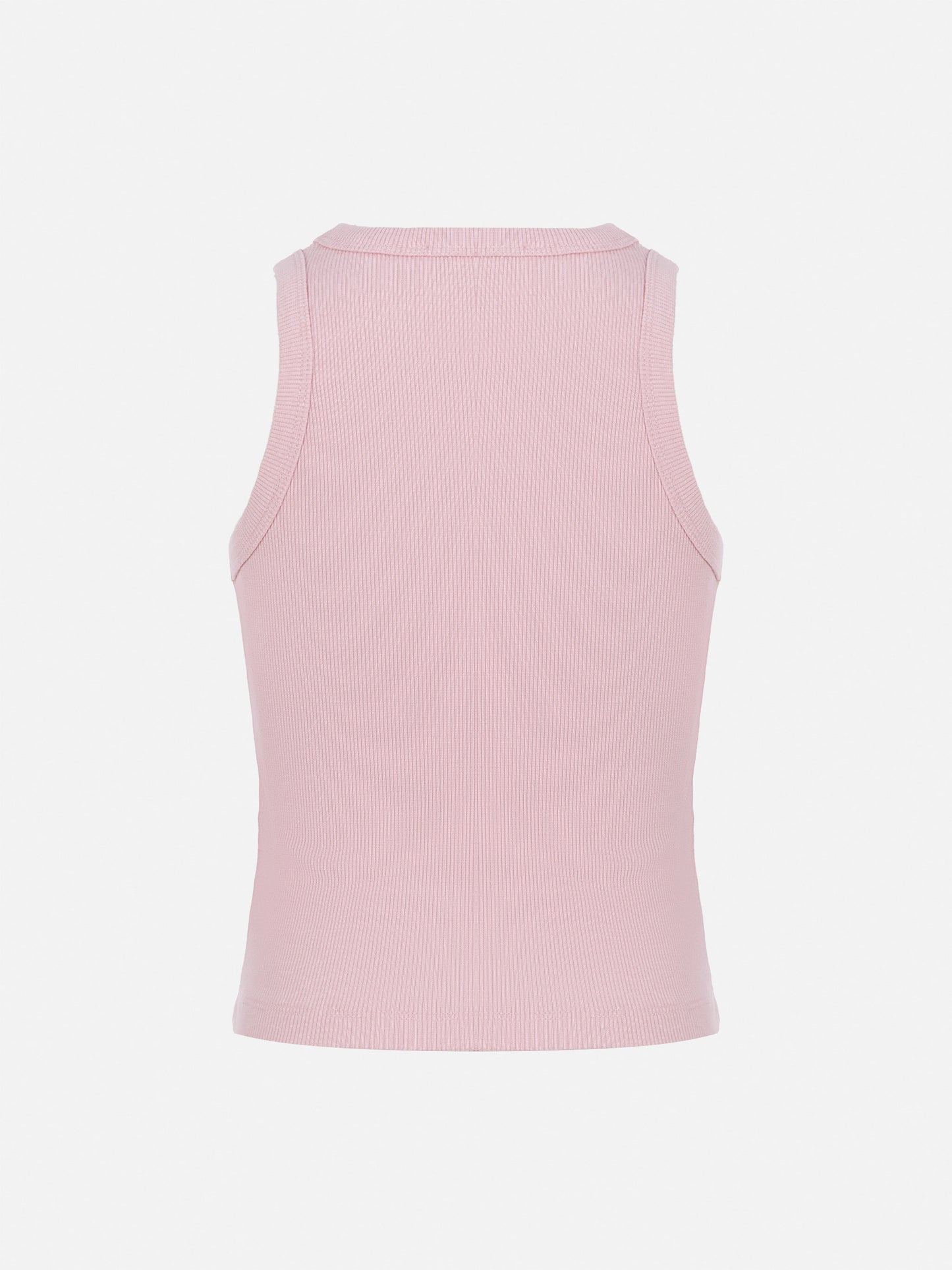 Blaues Jr.-rosa kurzes Tanktop aus Baumwolle mit Rippenstrick und Stickerei