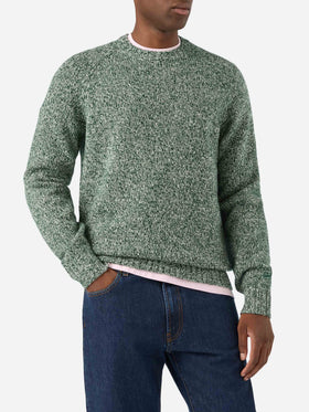 Green Blunt wool crewneck with mouliné knit