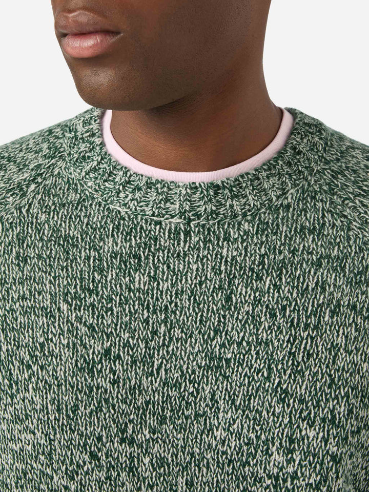 Green Blunt wool crewneck with mouliné knit