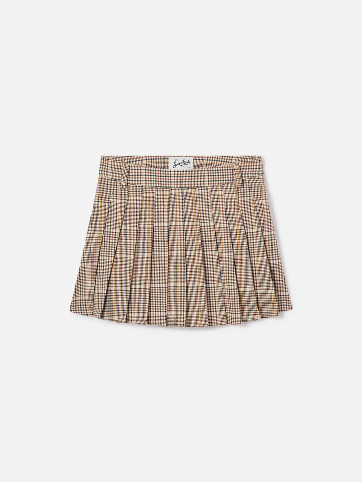Jupe en flanelle Blay beige à motif tartan 