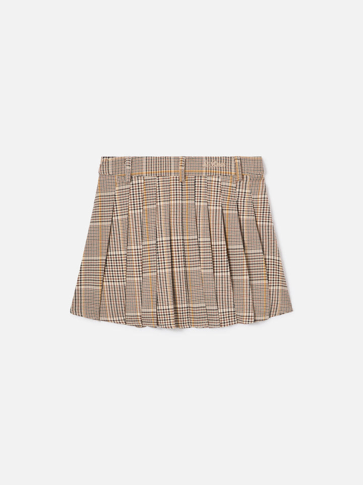 Jupe en flanelle Blay beige à motif tartan 