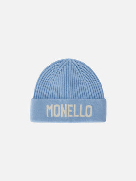 Berretto Benjie azzurro con lettering Monello