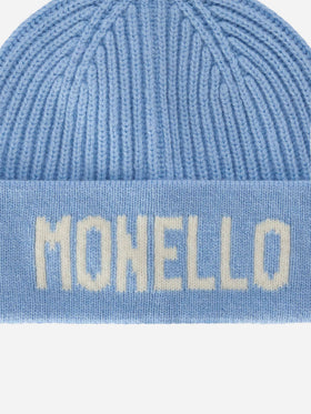 Berretto Benjie azzurro con lettering Monello
