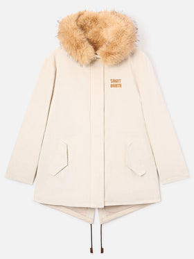 Parka Ice Brenna en velours côtelé avec capuche en fausse fourrure 