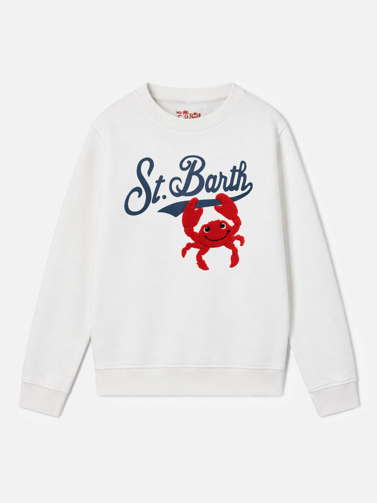 Felpa Bobby bianco panna con patch granchio in spugna