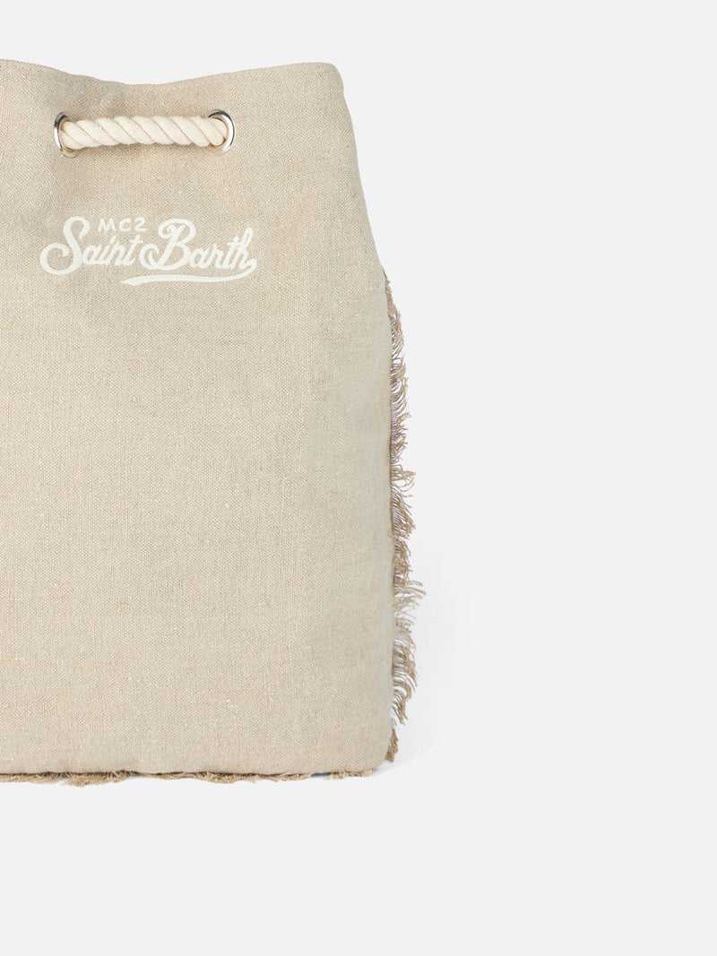 Beige boat linen backpack