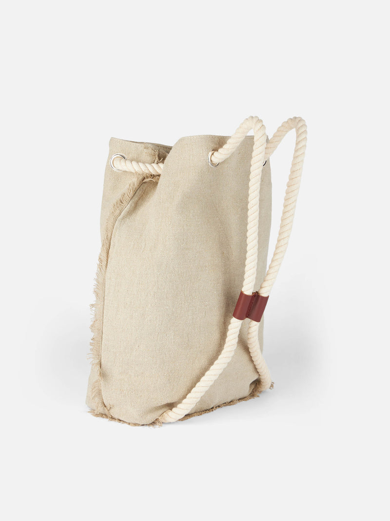 Beige boat linen backpack