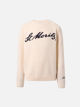 Sweater Bombardino Jr in cashmere blend with St. Moritz patch | ST. MORITZ TOP OF THE WORLD SPECIAL EDITION
