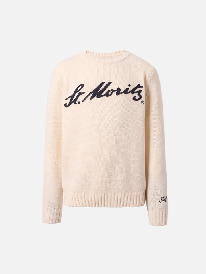 Sweater Bombardino Jr in cashmere blend with St. Moritz patch | ST. MORITZ TOP OF THE WORLD SPECIAL EDITION