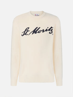 Maglione Bombardino Light bianco con jacquard St. Moritz | ST. MORITZ TOP OF THE WORLD SPECIAL EDITION