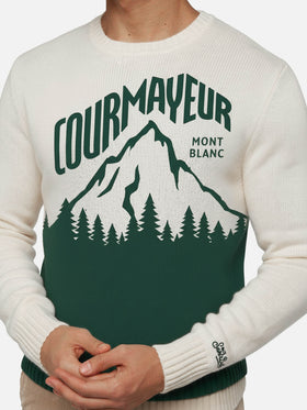 Maglione Bombardino Light bianco con jacquard Courmayeur | COURMAYEUR SPECIAL EDITION