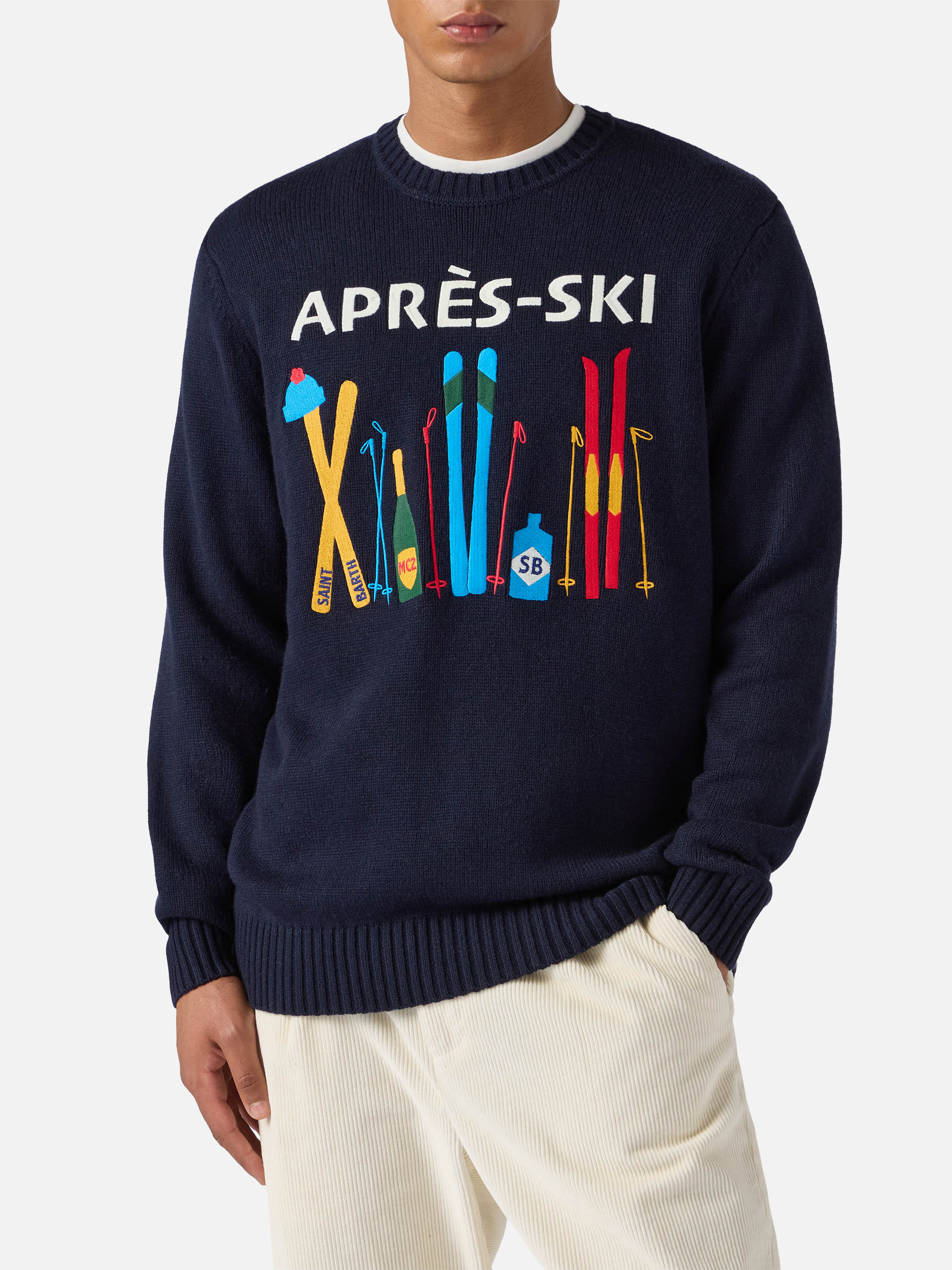 Blue Bombardino Light sweater with Après Ski jacquard – MC2 Saint Barth