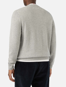 Grey Bombardino Light crewneck knit with Après Ski intarsia and embroidery