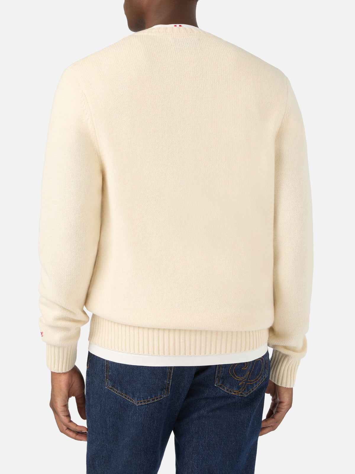 Cream Bombardino Light crewneck knit with Snoopy intarsia and embroidery | Special edition